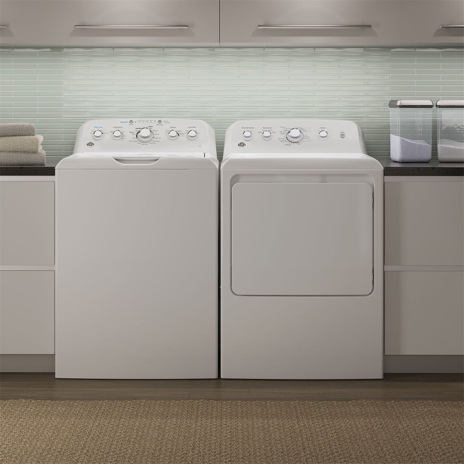 💥Clearance Sale🔥 GE Appliances Washer & Dryer Set with 4.5 Cubic Feet Top Load Washer and 7.2 Cubic Feet Electric Dryer