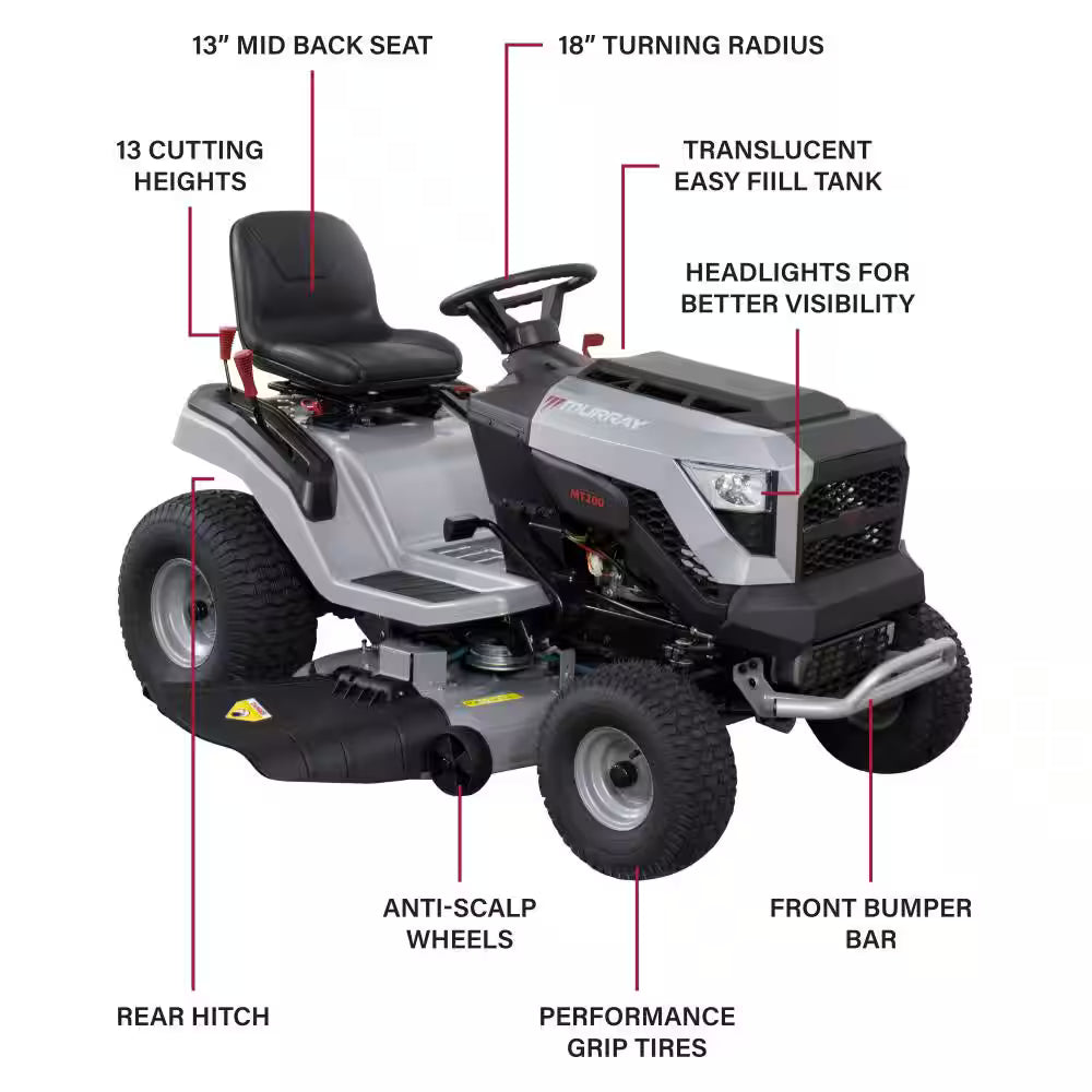 Murray MT200 42 in. 19.0 HP 540cc EX1900 Series Briggs and Stratton Engine Automatic Gas Riding Lawn Tractor Mower
