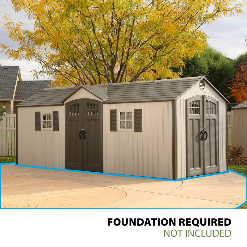 Lifetime 20 Ft. x 8 Ft. High-Density Polyethylene (Plastic) Outdoor Storage Shed with Steel-Reinforced Construction