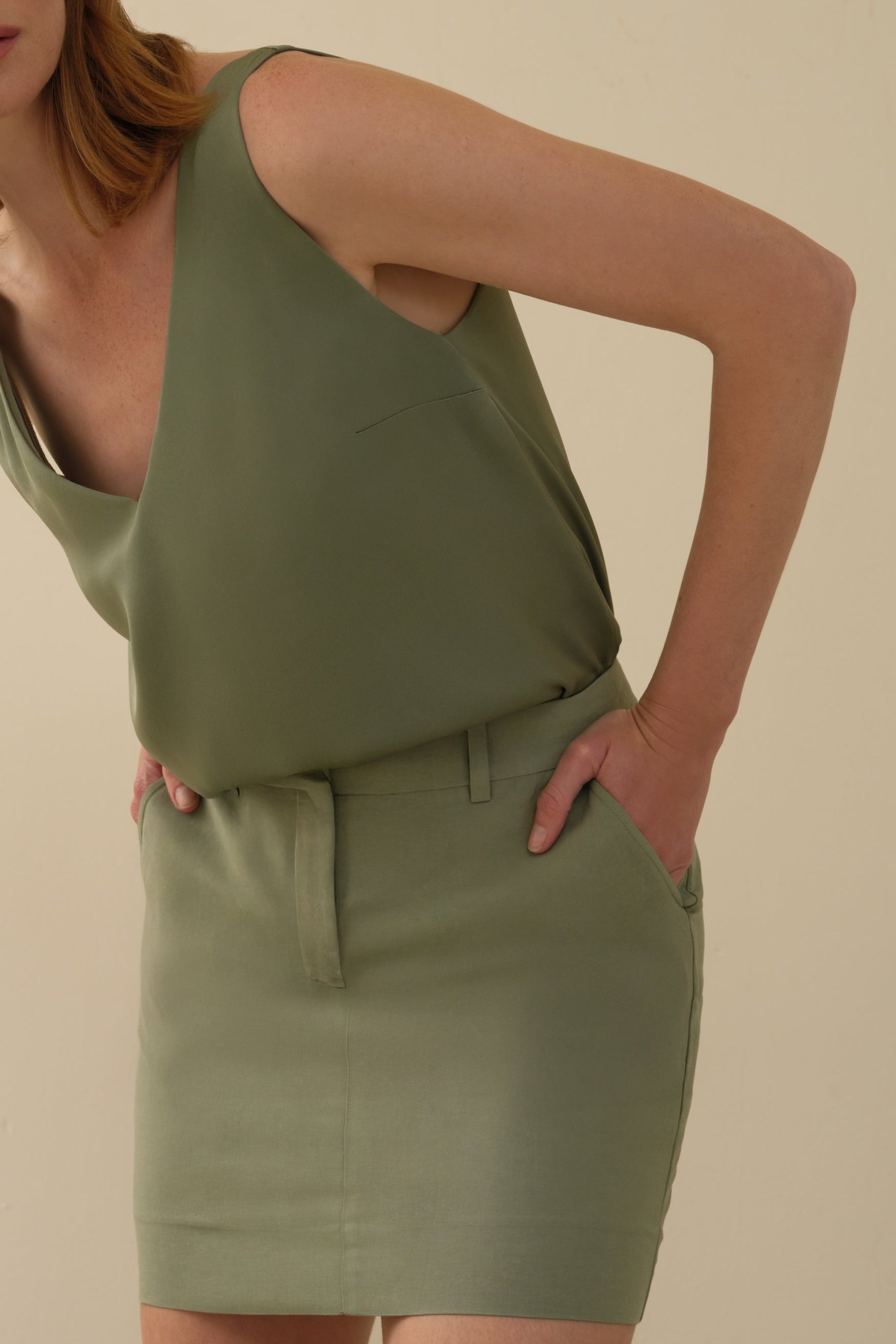 The Paige Mini Skirt Sage